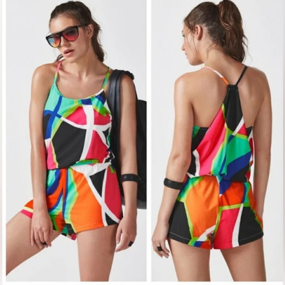 Fabletics "Neema" Geometric “Popsicle” Print Women’s Romper | Women’s M